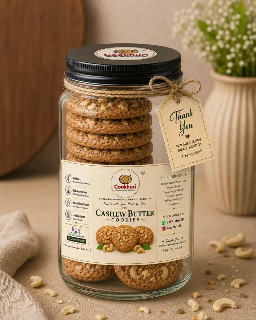 Premium Cashew Butter Cookies by Cookhuri — handcrafted cookies delivered in Hyderabad